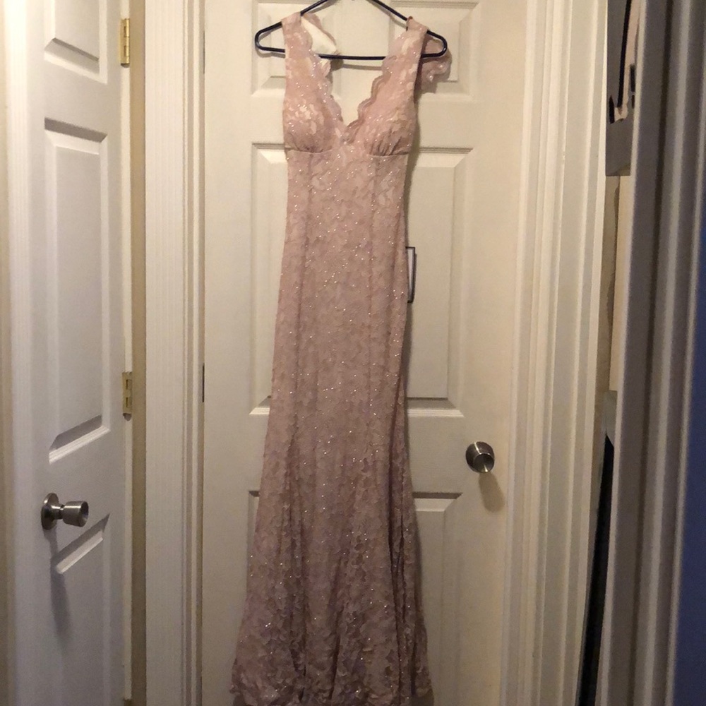 R&M Richards Champagne Elegant Dress
